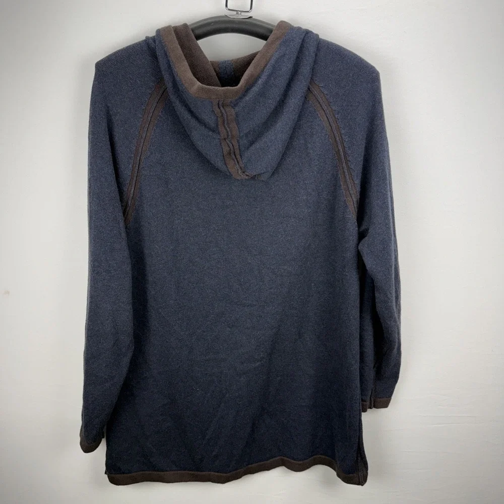 Carbon2Cobalt‎ Mens Cotton Cashmere Knit Hoodie Sweater Size XXL 2XL Blue Gray